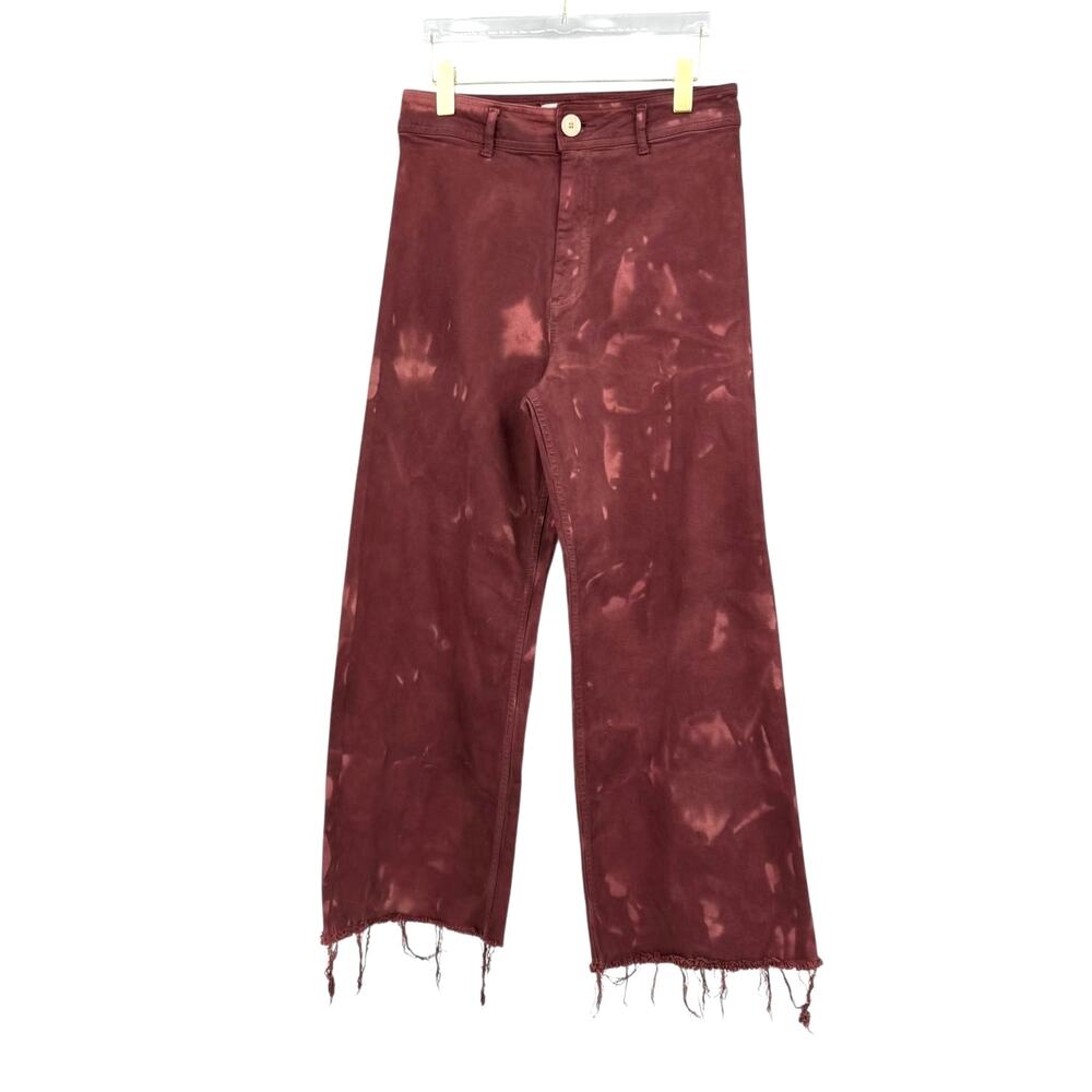 Zara Wide-Leg Tie-Dye Pants in Burgundy